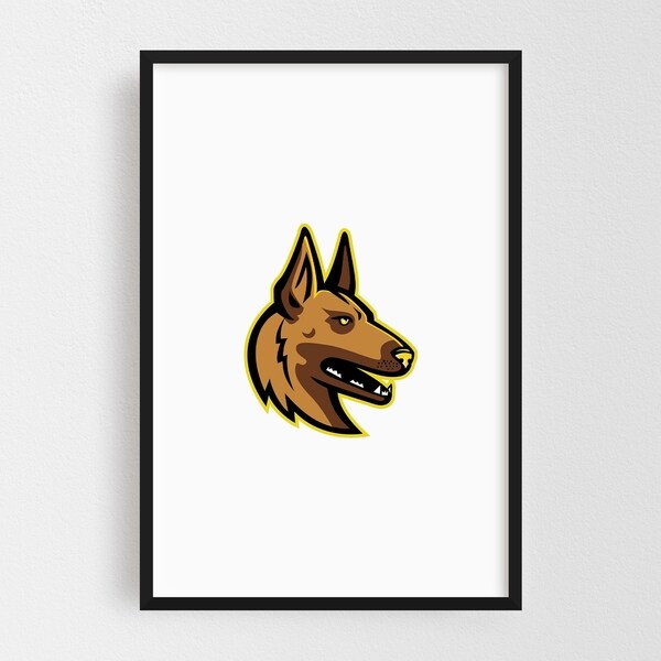 Noir Gallery Belgian Malinois Dog Mascot Framed Art Print
