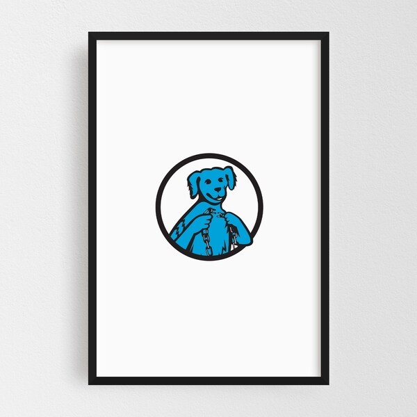 Noir Gallery Blue Merle Dog Holding Broken Chain Framed Art Print