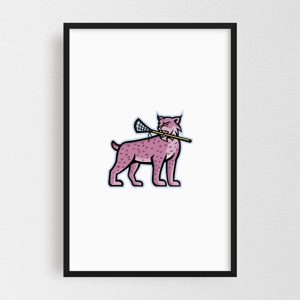 Noir Gallery Bobcat or Lynx Lacrosse Mascot Framed Art Print