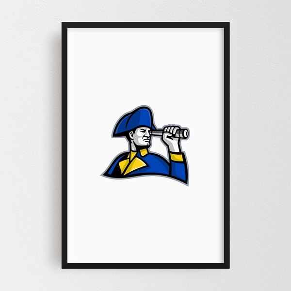 Noir Gallery British Admiral With Telescope Mascot Framed Art Print