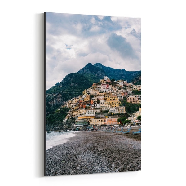 Noir Gallery Positano Italy Beach Nature Photo Canvas Wall Art Print
