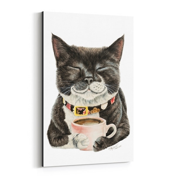 Noir Gallery Cat Animal Funny Coffee Kitchen Canvas Wall Art Print