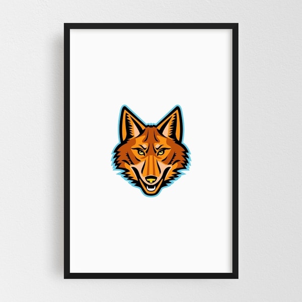 Noir Gallery Coyote Head Front Mascot Framed Art Print
