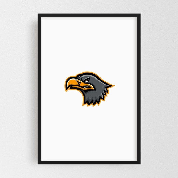 Noir Gallery Eurasian Sea Eagle Head Mascot Framed Art Print
