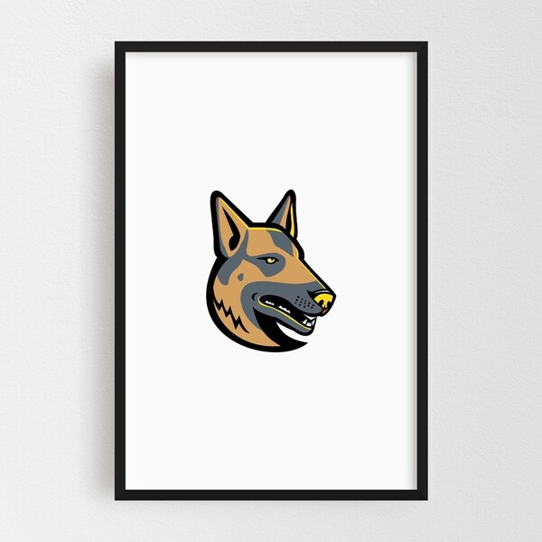Noir Gallery German Shepherd Dog Mascot Framed Art Print