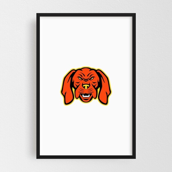 Noir Gallery Hungarian Vizsla Dog Mascot Angry Framed Art Print