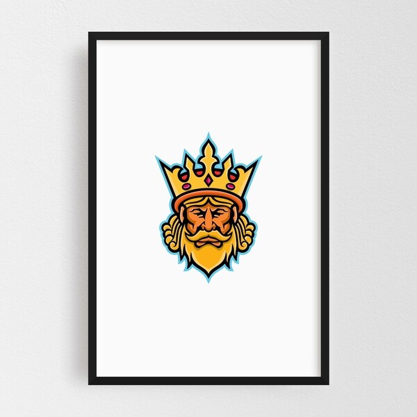 Noir Gallery King With Crown Mascot Framed Art Print