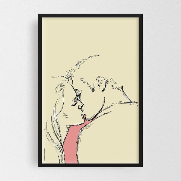 Noir Gallery Love Kissing Drawing Framed Art Print