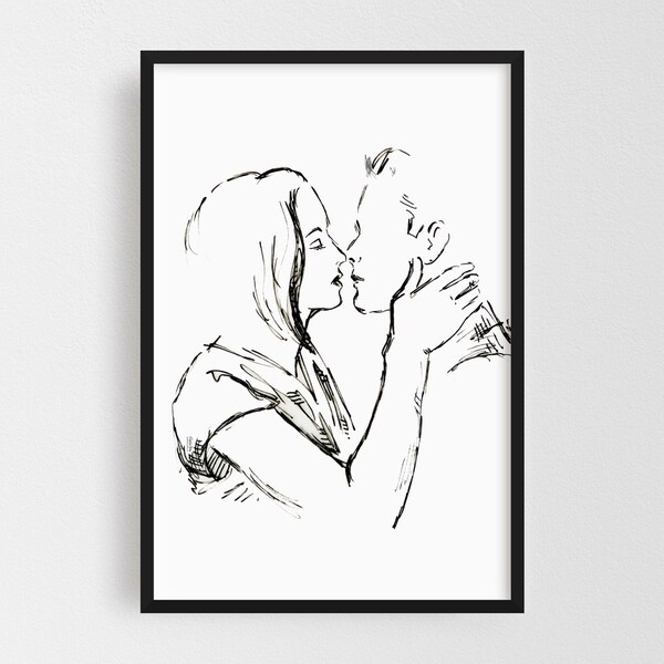 Noir Gallery Love Figurative Feminine Drawing Framed Art Print