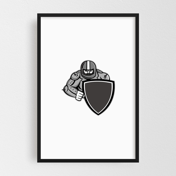 Noir Gallery Motorcycle Biker With Shield Mascot Framed Art Print