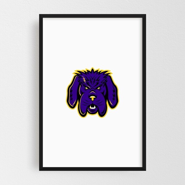 Noir Gallery Newfoundland Dog Mascot Angry Framed Art Print