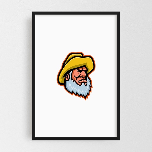 Noir Gallery Old Fisherman or Fisher Mascot Framed Art Print