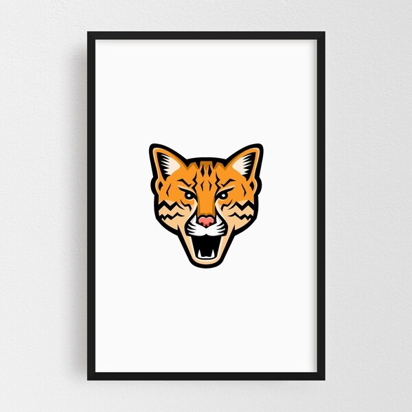Noir Gallery Ocelot Head Front Mascot Framed Art Print