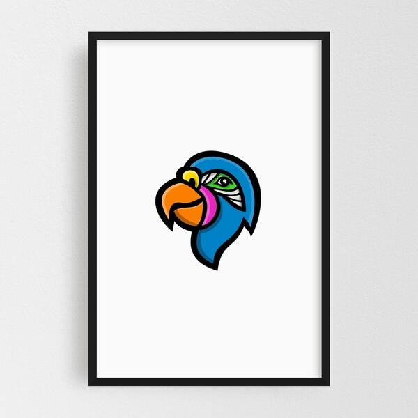 Noir Gallery Parrot Head Mascot Framed Art Print