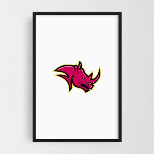 Noir Gallery Rhinoceros Head Mascot Framed Art Print