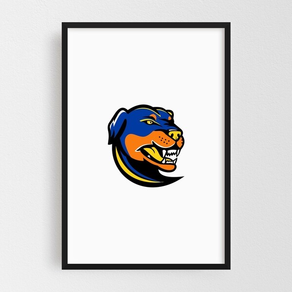 Noir Gallery Rottweiler Dog Mascot Framed Art Print