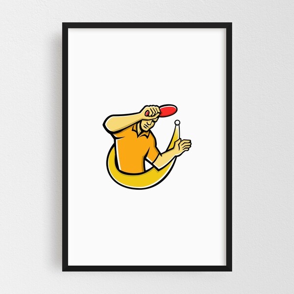 Noir Gallery Table Tennis Player Smash Ball Mascot Framed Art Print