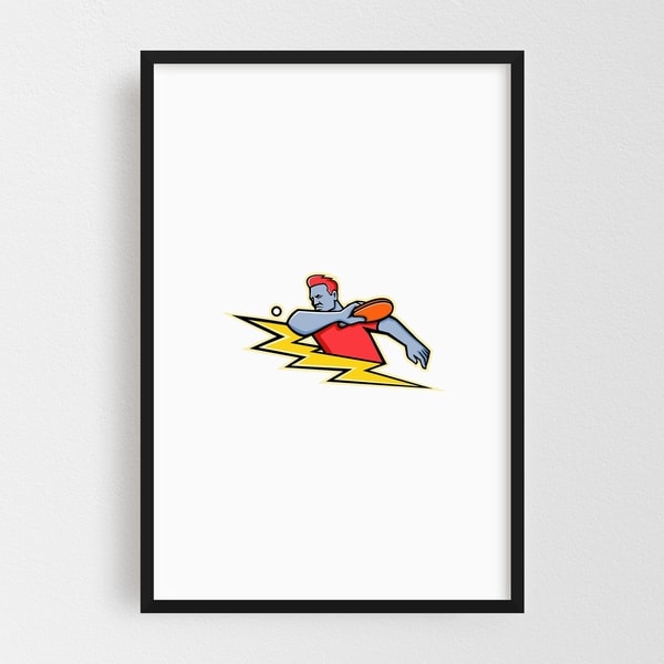 Noir Gallery Table Tennis Player Lightning Bolt Framed Art Print