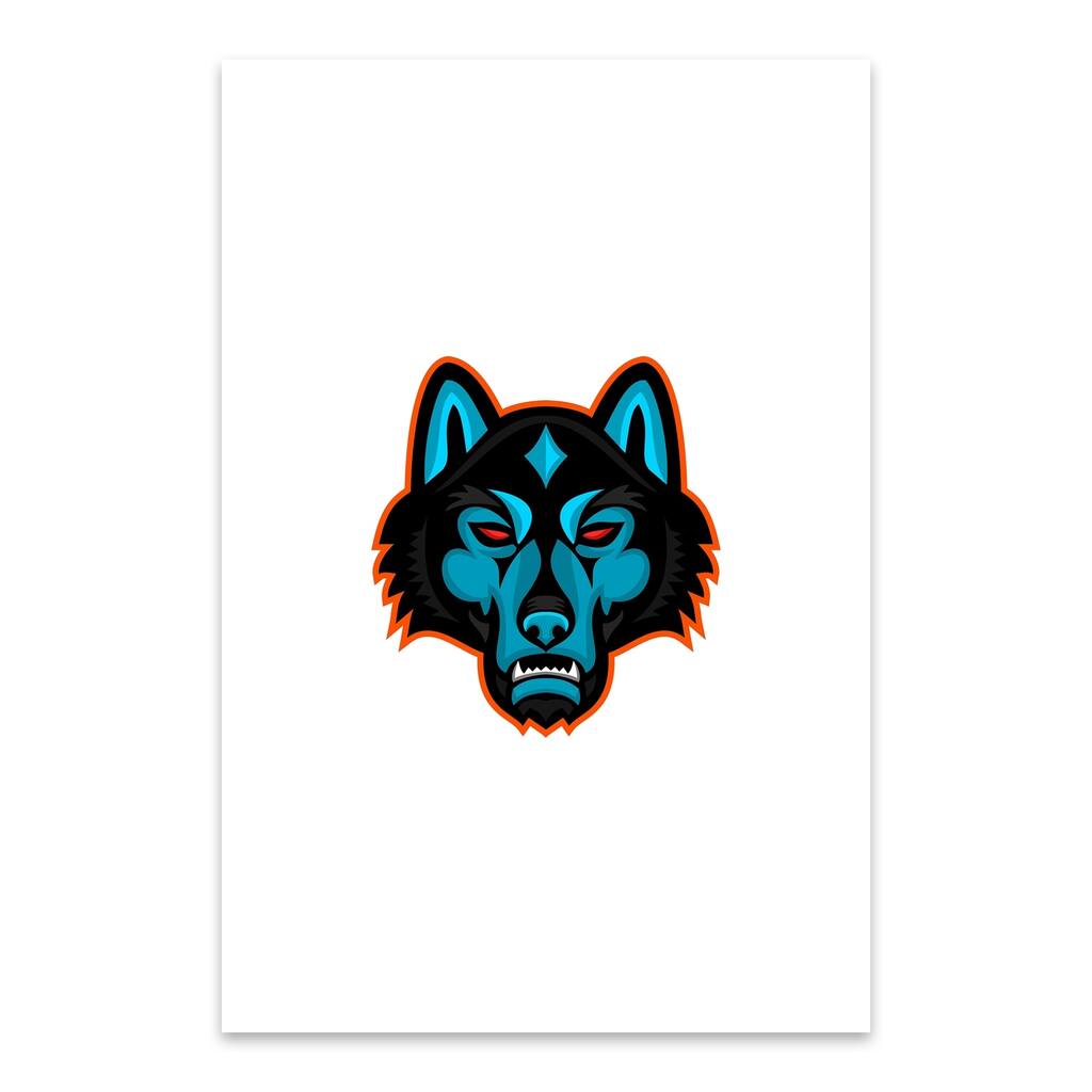 Noir Gallery Timber Wolf Head Sports Mascot Metal Wall Art Print