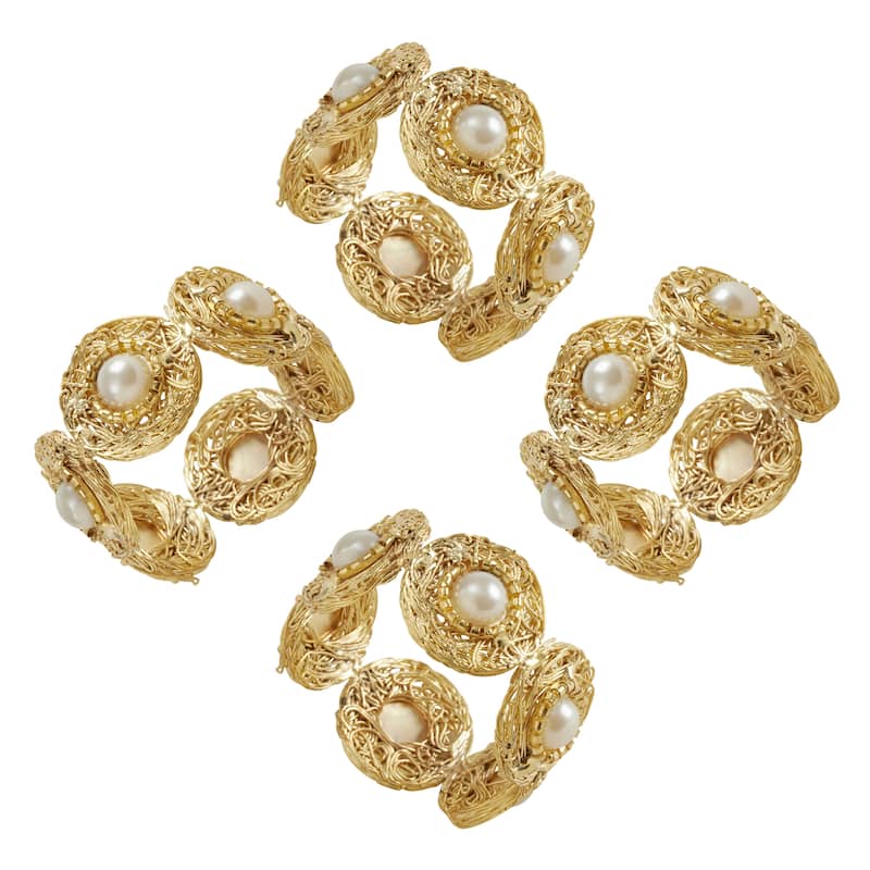 Beaded Napkin Rings With Pearl Design (Set of 4)