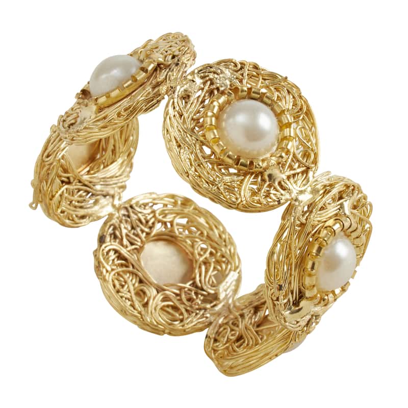Beaded Napkin Rings With Pearl Design (Set of 4)