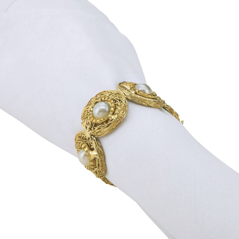 Beaded Napkin Rings With Pearl Design (Set of 4)