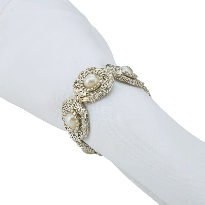 Beaded Napkin Rings With Pearl Design (Set of 4)