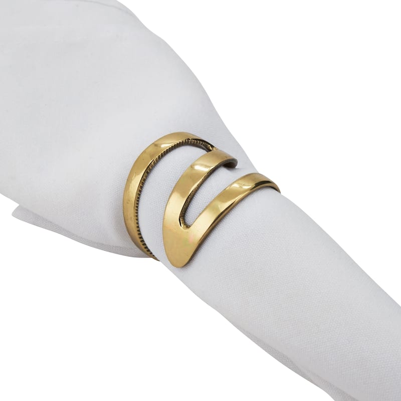 Zig Zag Design Metal Napkin Rings (Set of 4)