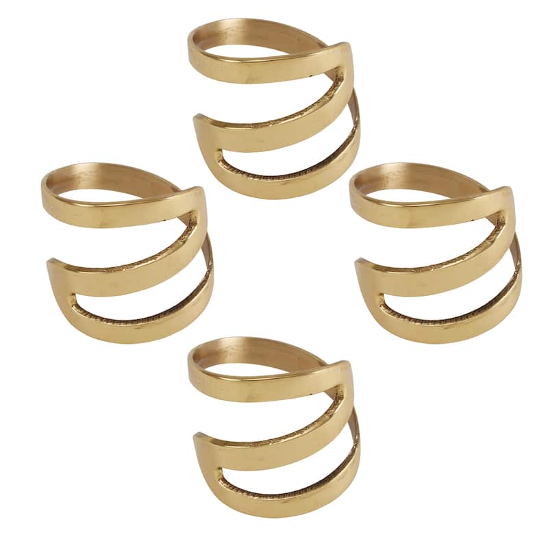Zig Zag Design Metal Napkin Rings (Set of 4)