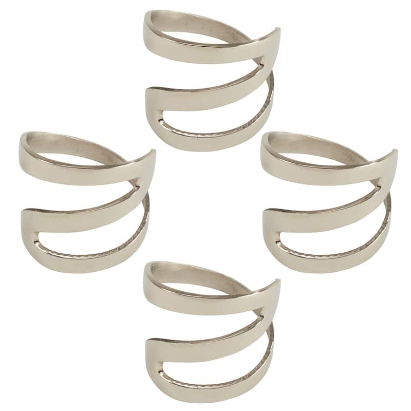 Zig Zag Design Metal Napkin Rings (Set of 4)