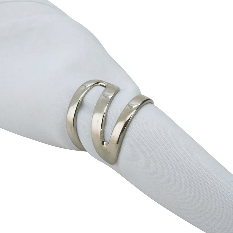 Zig Zag Design Metal Napkin Rings (Set of 4)