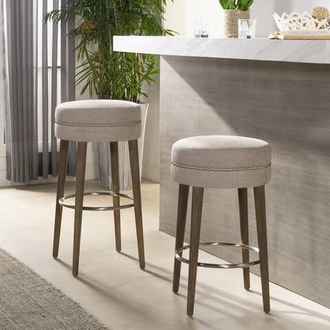 Vesper 30" Round Backless Bar Stool, Country Grey - N/A