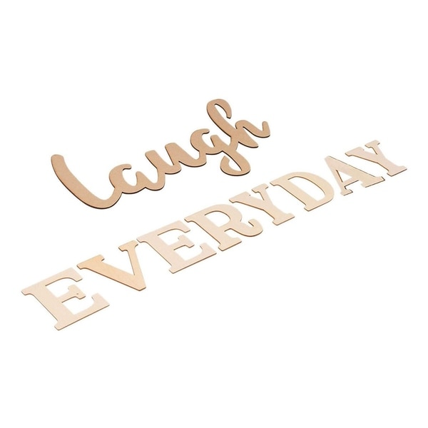 Laugh Everyday, Unfinished Wood Letters Cutout Inspirational Quotes Wall Décor