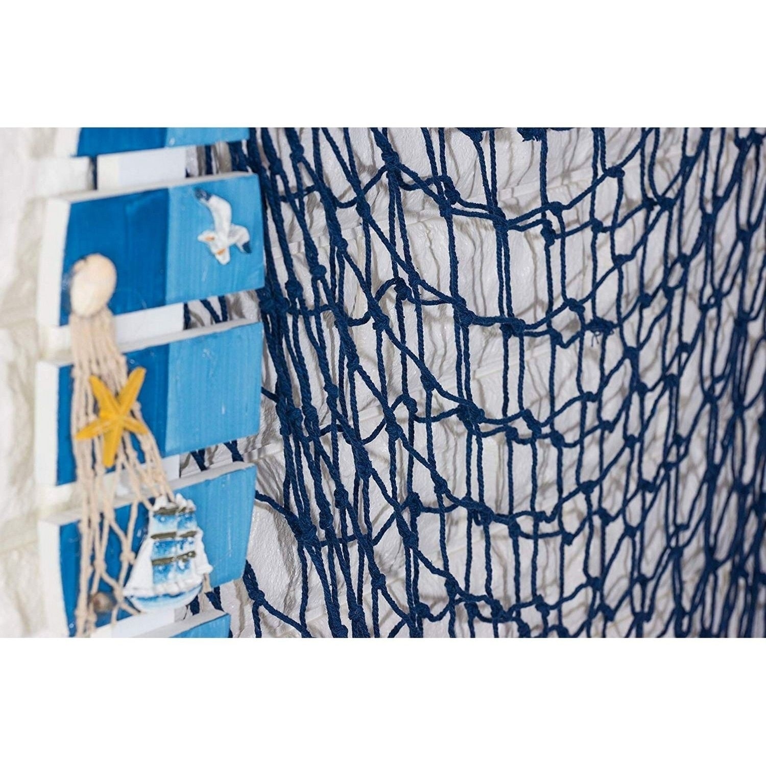 Nautical Fish Netting Cotton Sea Beach Fishing Net Home Decor Blue 79 x  60 - Bed Bath & Beyond - 29775088