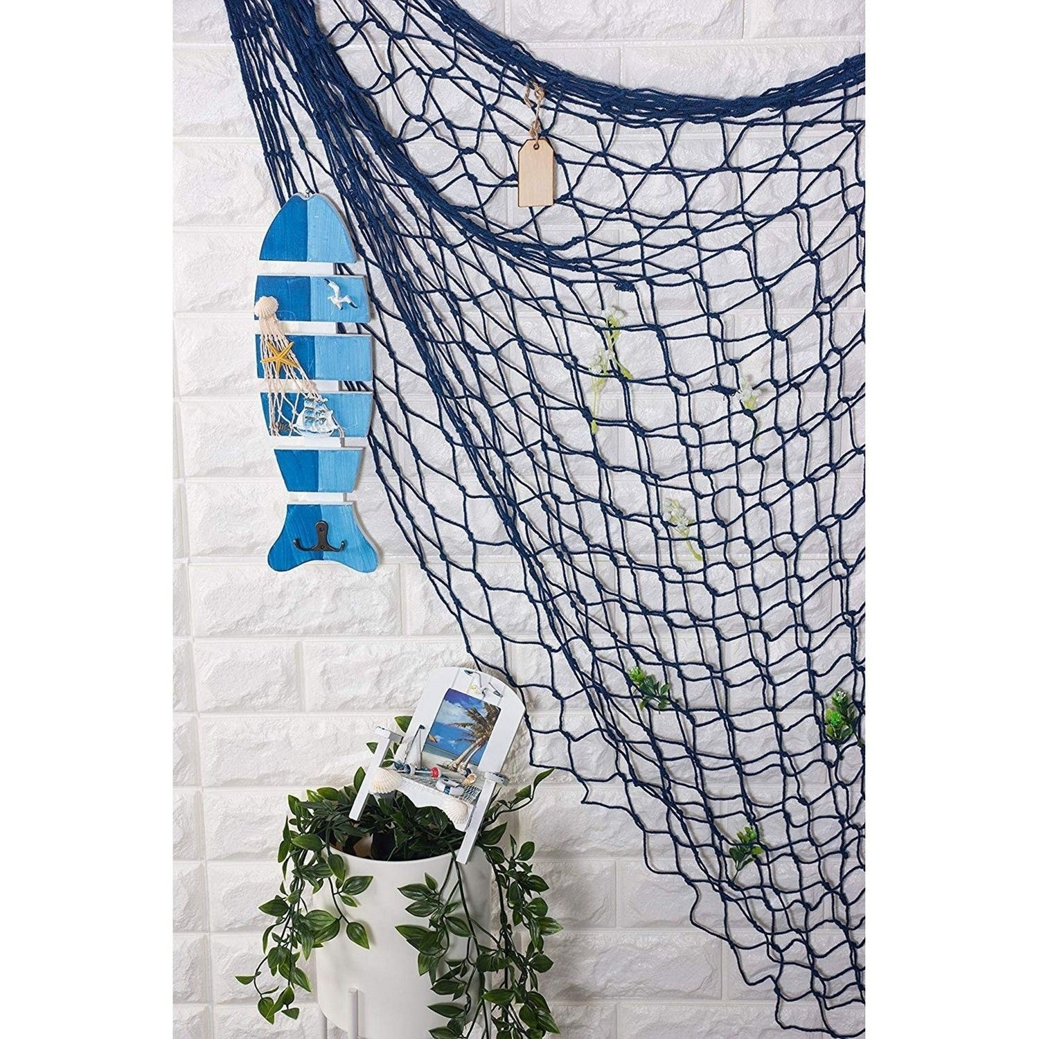 Nautical Fish Netting Cotton Sea Beach Fishing Net Home Decor Blue 79 x  60 - Bed Bath & Beyond - 29775088