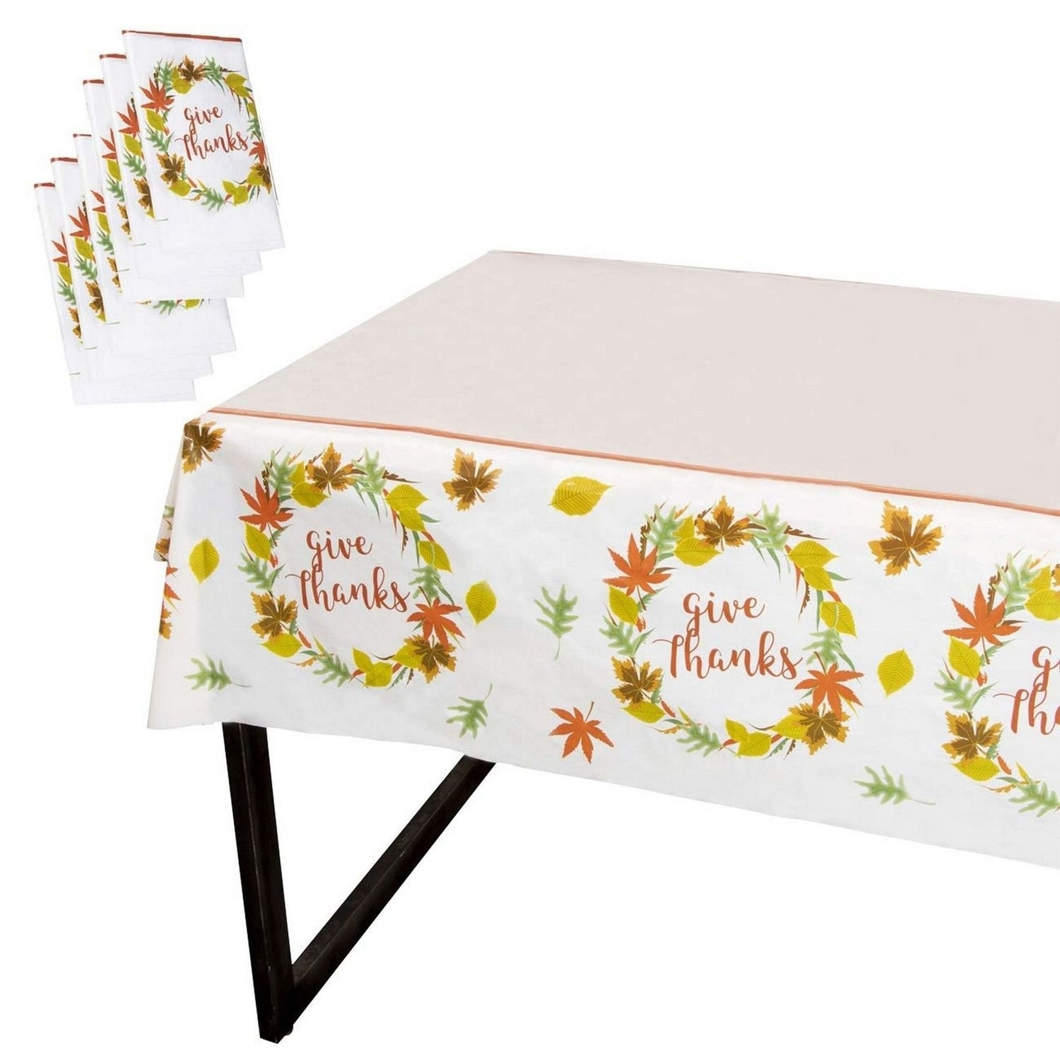 Juvale Thanksgiving Party Tablecloth - 6-Pack Disposable Plastic Rectangular Table Covers - Fall Themed Party Decoration