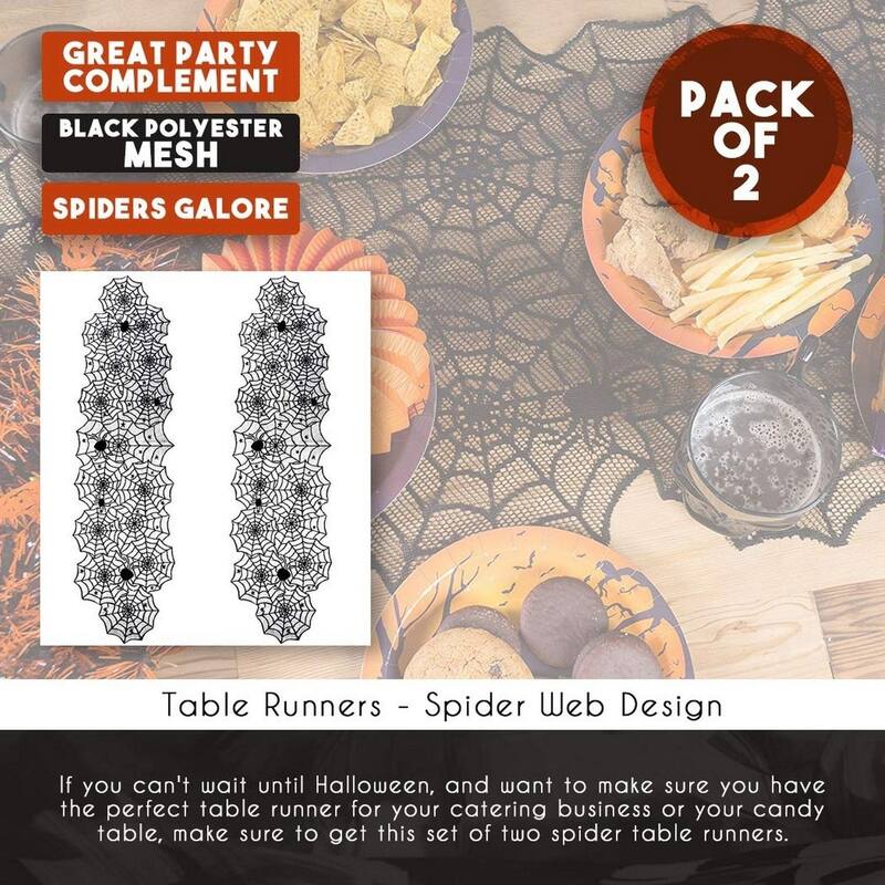 2-Pack Spider Web Table Runners Lace TableCloth Halloween Party Decor 18" x 72"