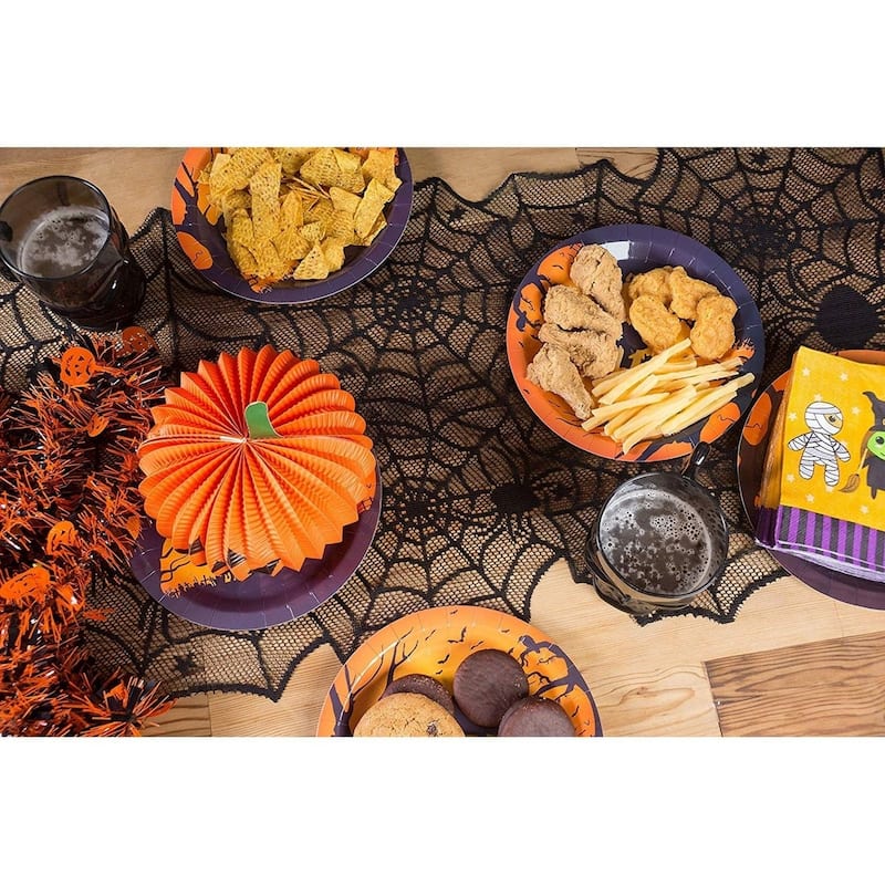 2-Pack Spider Web Table Runners Lace TableCloth Halloween Party Decor 18" x 72"