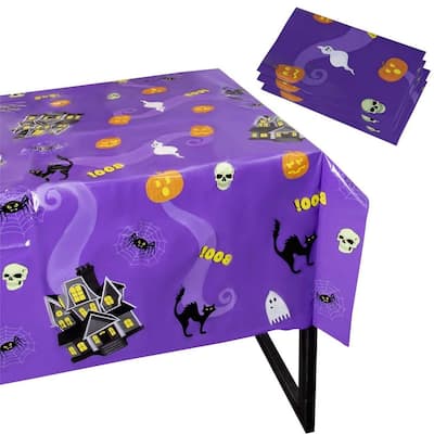 3-Pack Plastic Tablecloth Haunted House Halloween Party Supplies Decor 54 x 108"