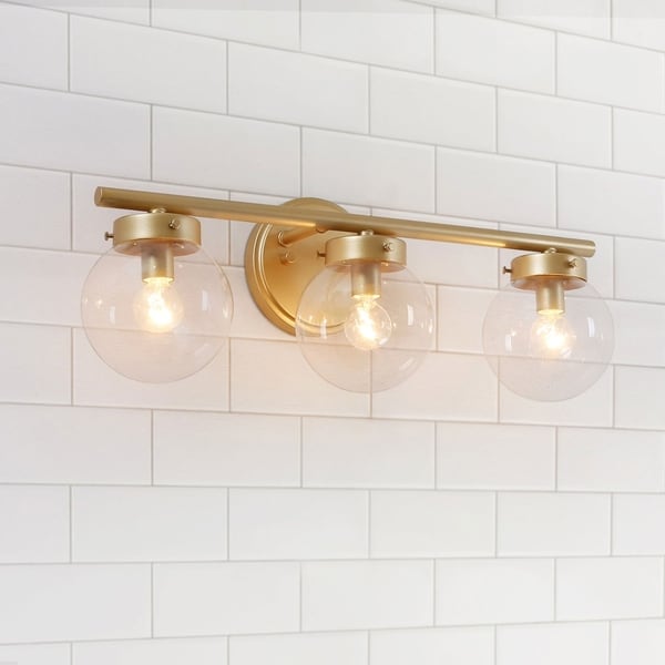 Mid-Century 3-lights Bathroom Vanity Lights Glam Glass ...