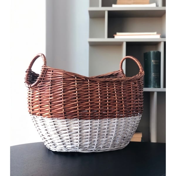 Handmade Large Curved Modern Wicker Basket by Handcrafted 4 Home