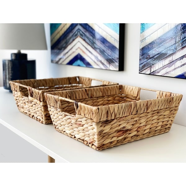 Set Of 2 By Handcrafted 4 Home Rectangular Water Hyacinth Basket