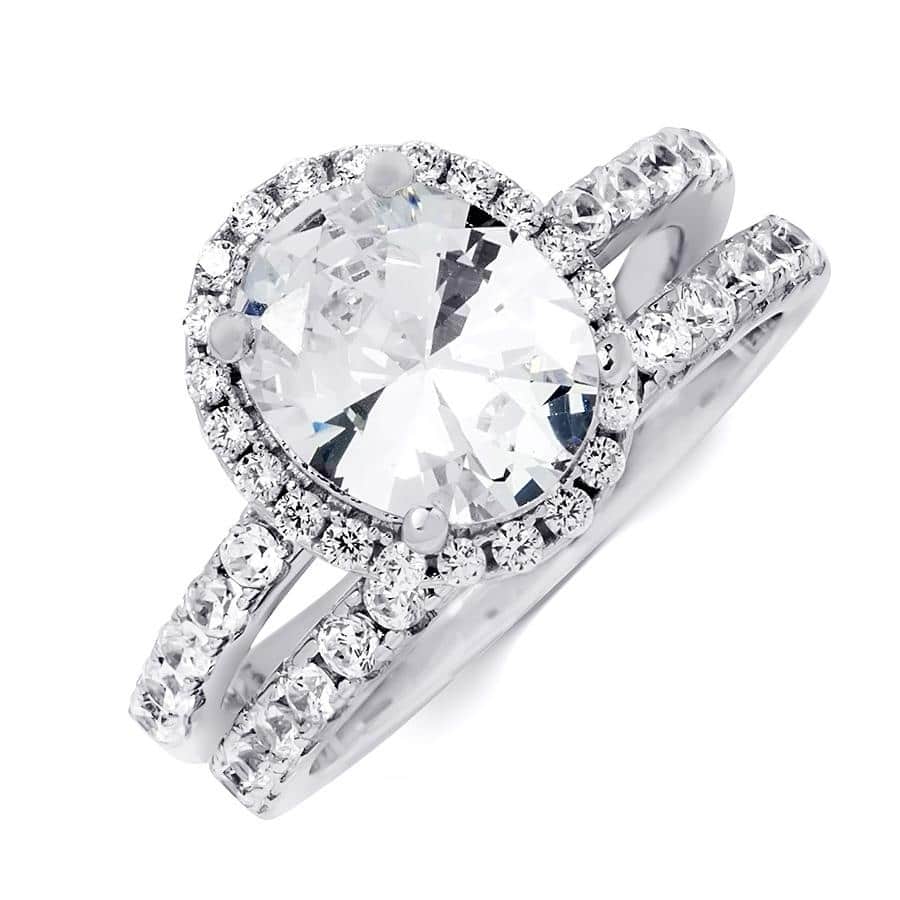 3.5 Carat Wedding BAND Engagement RING Set Oval Cut Sterling Silver