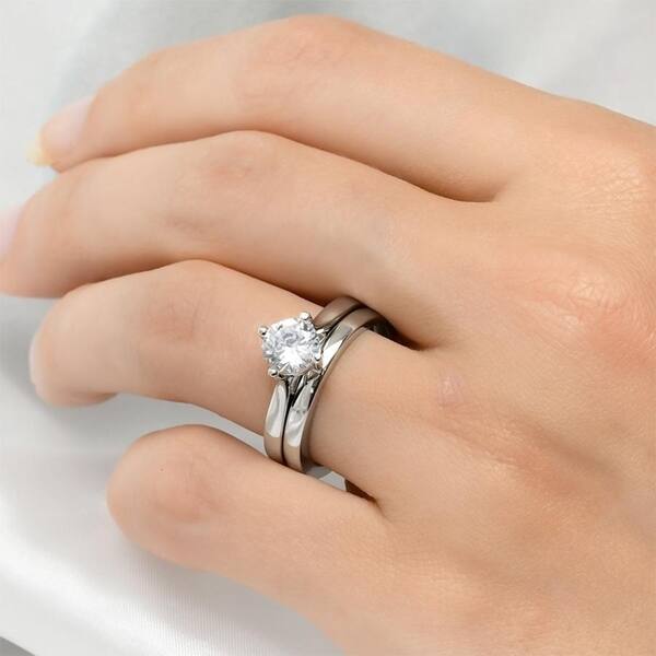 Shop Wedding Anniversary Band Engagement Ring Set Sterling Silver 2 0 Ct Overstock 29883056