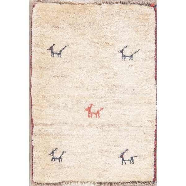 Solid Hand Knotted Tribal Gabbeh Shiraz Persian Oriental Area Rug - 2'3" X 1'8"