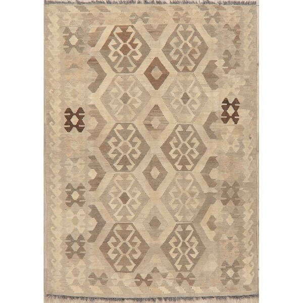 Geometric Oriental Kilim Turkish Area Rug HandWoven AllOver Foyer Rug - 6'7" X 4'9"
