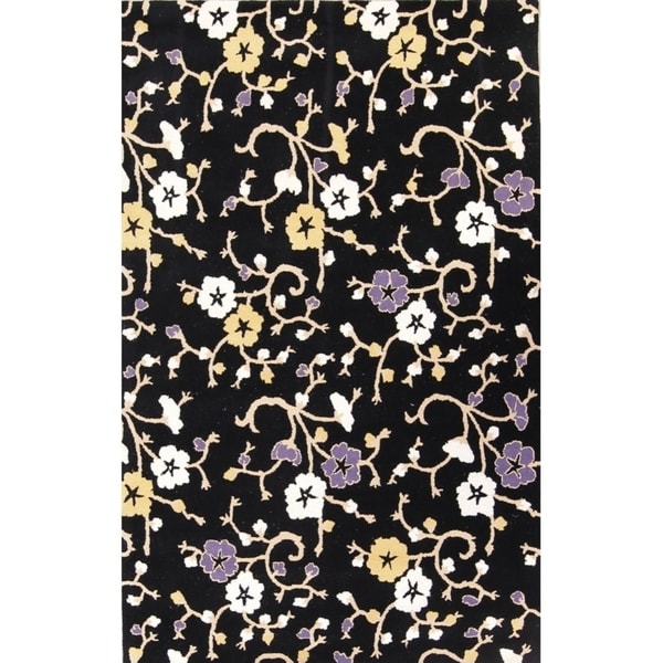 Floral Transitional Hand Tufted Solid Oriental Scroll Area Rug - 8'1" X 5'1"
