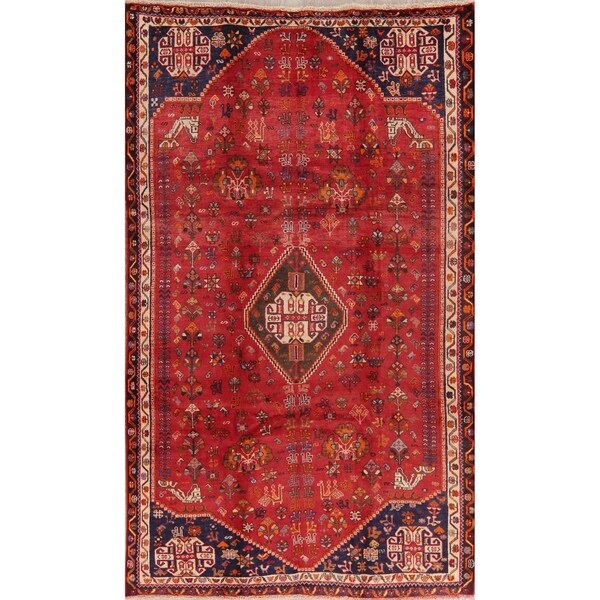 Medallion Vintage Diamond Abadeh Persian Tribal Hand Knotted Area Rug - 8'9" X 5'3". Opens flyout.