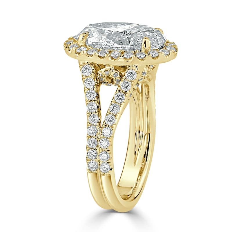 Auriya 14k Gold 2 1/2cttw Split Shank Oval Halo Diamond Engagement Ring (H-I, I1-I2)