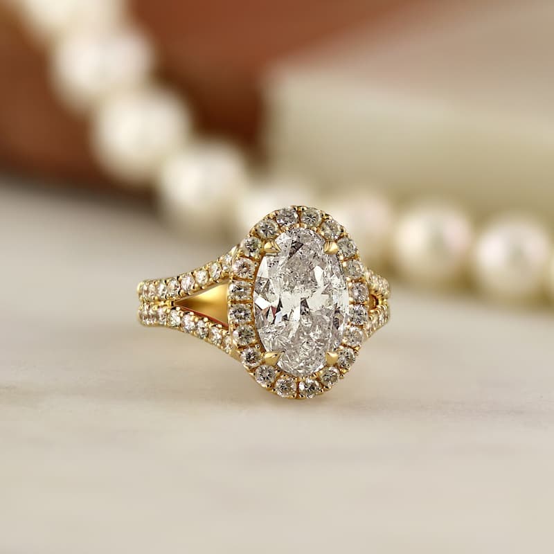 Auriya 14k Gold 2 1/2cttw Split Shank Oval Halo Diamond Engagement Ring (H-I, I1-I2) - Yellow - 9.5